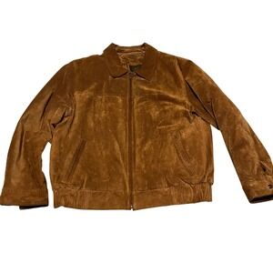 Lee‎ Suede Trucker Jacket Tan Brown Zip Front Quilted Lined Mens Size XL
